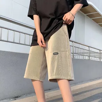 Мужские летние шорты Ice silk, новая корейская версия, свободные складки, индивидуальное уличное пятно, оптовая продажа, пятиточечные брюки с этикеткой