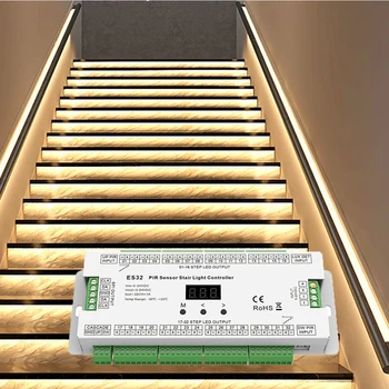 32-канальный Лестничный светодиодный контроллер с датчиком движения PIR, Затемняющий Полосу света, Автоматический ночник для внутренней лестницы 12V 24V