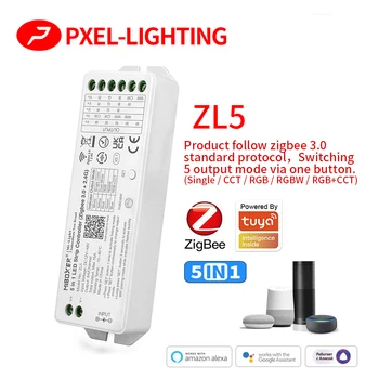 Zigbee 3,0 5 в 1 светодиодный Контроллер Miboxer 2,4 G пульт дистанционного управления для 12V 24V Одноцветный/Двойной белый/RGB/RGBW/RGB +CCT светодиодная лента