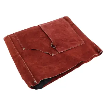 Кожаный сварочный фартук - Термостойкий и огнестойкий фартук для тяжелой кузницы с 6 карманами, размером 42 дюйма