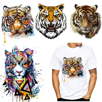Большой Лев, Тигр, Животные, нашивка для переноса утюга на одежду, наклейки, которые можно стирать, нашивки для утюга на семейной футболке, подарочная аппликация