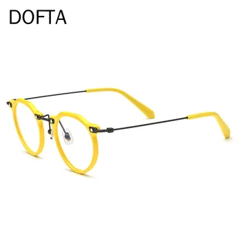 Ацетатная оправа для очков от близорукости DOFTA, Женские очки из многоугольного титана, Мужские Круглые оптические очки, Очки 58855