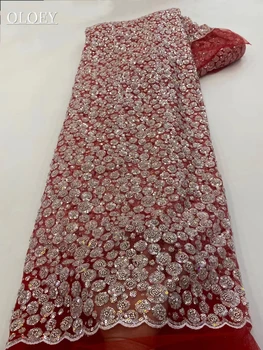 Высококачественная роскошная вышивка, тяжелая кружевная ткань для подиума жениха, африканская Нигерийская ткань с блестками, для свадебного платья, для вечеринки