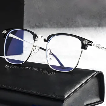 Унисекс Металлические очки с защитой от синего света для мужчин и женщин Классические компьютерные очки без оправы Очки в стеклянной оправе для близорукости