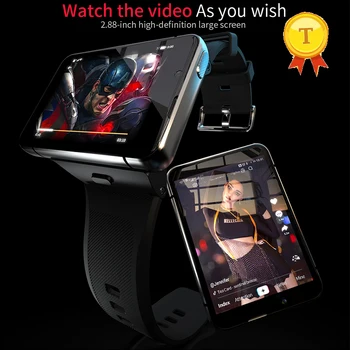 4G большой сенсорный экран Смарт-телефон Часы Мужские со Слотом для SIM-карты HD Камера Бесплатный Видеочат Частота Сердечных Сокращений Водонепроницаемые Умные Часы