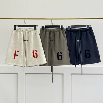 2023 Новые весенние шорты оверсайз с логотипом FG, спортивные штаны с логотипом Flocking, баскетбольные спортивные женские и мужские шорты с завязками в стиле уличного хип-хопа