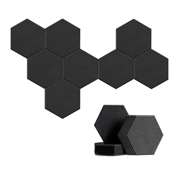 8 упаковок самоклеящейся шестиугольной акустической панели, звукопоглощающая панель для студий / студий звукозаписи / офисов, черная