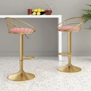 Роскошные барные стулья Nordic с поворотной спинкой для макияжа, современные барные стулья с высоким подъемом, табуреты для отдыха Cocinas, Кухонная мебель