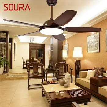 Современный потолочный вентилятор SOURA с комплектом ламп с дистанционным управлением, 3 цвета светодиодной подсветки вентилятора для дома, столовой, спальни, гостиной