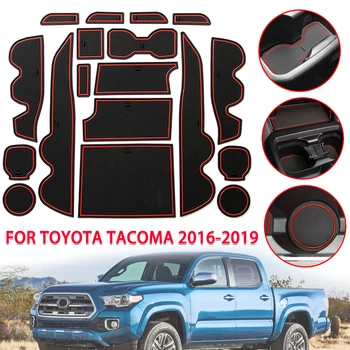 Накладка на центральную консоль двери-чашки, аксессуары, красная отделка для Toyota Tacoma, автомобильный подстаканник/Коврик для дверного проема
