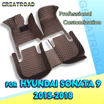 Автомобильные коврики для Hyundai Sonata 9 2015 2016 2017 2018 Пользовательские автоматические накладки для ног Автомобильный ковролин Аксессуары для интерьера