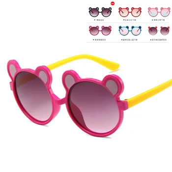 Детские солнцезащитные очки, новые Модные индивидуальные Круглые линзы для очков, высококачественные линзы для мальчиков и девочек с симпатичным медведем, милые очки