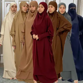 Ид С Капюшоном Мусульманское Женское Платье-Хиджаб Традиционная Молитвенная Одежда Джилбаб Абая Химар Полное Покрытие Рамадан Платье Абая Исламская Одежда