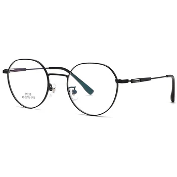 Металлические очки с полым виском, очки от близорукости с синим светом, ретро круглые очки, литературные очки, женская мужская оптическая оправа