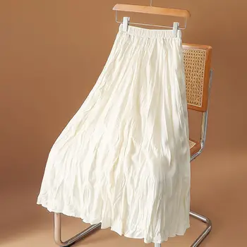 Летняя винтажная юбка-качели, женская эластичная плиссированная сетчатая юбка трапециевидной формы с высокой талией, длинные юбки-пачки для невесты, женские юбки-пачки Jupe Longue B59