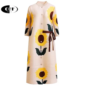Свободное плиссированное платье контрастного цвета с леопардовым принтом, со стоячим вырезом, однобортные платья средней длины, женская одежда для вечеринок, женская одежда