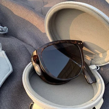 Переносные солнцезащитные очки Коробка для очков Складной круглый футляр для очков Мягкая Кожаная сумка для хранения очков на молнии Аксессуары для очков