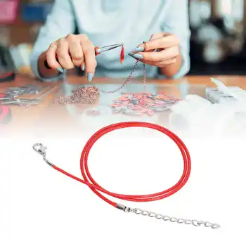 100шт Вощеный шнур для ожерелья Красный Прочный Веревка для ожерелья широкого применения с застежкой-карабином для браслета-подвески