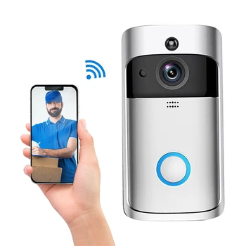Беспроводной дверной звонок Smart 720P HD, видеодомофон в режиме реального времени, видеозвонок, обнаружение PIR, камера ночного видения с двусторонним разговором, Домашняя камера безопасности