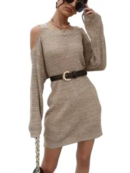 Xylocarp QL7416 2023 Новая модная женская юбка-свитер с однолинейным вырезом и открытыми плечами