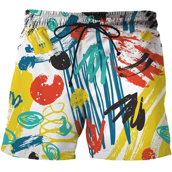 Новые абстрактные Граффити с 3D принтом Летние мужские шорты Быстросохнущие плавательные шорты Повседневные пляжные брюки большого размера Тренд мужской одежды