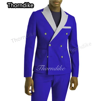 Деловой приталенный мужской костюм Thorndike Royal Blue из 2 частей, куртка, брюки, костюм жениха, свадебный двубортный смокинг на заказ, официальные мужчины
