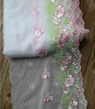 1 ярд высококачественной кружевной отделки одежды Кружевная цветочная вышивка Аппликация для шитья своими руками аксессуар для свадебного платья 17 см