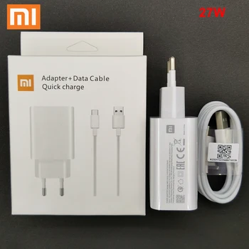 Xiaomi Быстрое зарядное устройство 27 Вт EU QC4.0 адаптер быстрой зарядки type c кабель для Mi 11 10 9 Note10 lite Poco F2 X3 Redmi Note 9 9S K40 Pro
