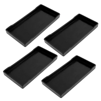 4-Кратный пластиковый прямоугольный поднос для ланча черного цвета
