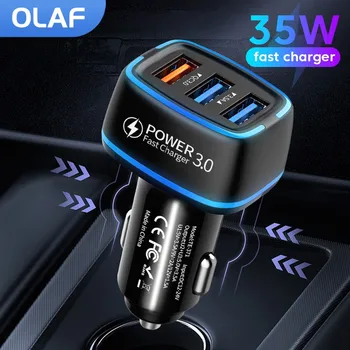 Автомобильное Зарядное устройство Olaf USB Быстрая Зарядка 35 Вт PD QC3.0 автомобильное зарядное устройство для телефона iPhone 14 13 Pro Xiaomi Huawei Samsung Быстрое Зарядное устройство