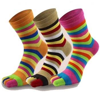 Радужные носки, Разноцветные полосатые носки Happy для женщин, Хлопковые носки для девочек, женские носки Harajuku с раздельным носком, Горячая распродажа