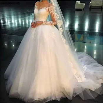 Сексуальное женское простое винтажное бальное платье с длинным рукавом, кружевное свадебное платье, платья 2023, платье невесты, Vestido De Novia