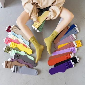 Весенне-осенняя корейская версия милых бархатных носков с ворсом средней длины, летние модные носки с тонким разрезом, однотонные носки ice ice