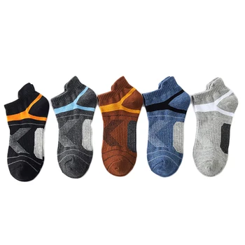 5 Пар высококачественных мужских носков из хлопка, Повседневные Дышащие носки для занятий спортом на открытом воздухе, Летние Короткие Мужские носки с глубоким вырезом, Размер 38-44