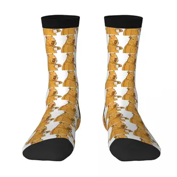 Идея подарка милой капибаре, пьющей кофе, забавным домашним животным, толстые носки контрастного цвета, повседневные толстые носки средней длины, Зимние мужские носки