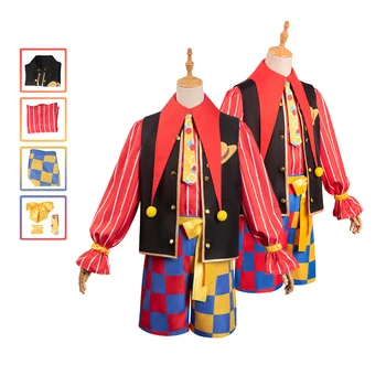 Аниме One Piece Костюм Луффи для косплея, рубашка, жилет, шорты, Фантазия для мальчиков, вечеринка цирковых клоунов на Хэллоуин, мужской костюм для маскировки ролей
