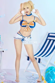 Горячая игра Genshin Impact Barbara Косплей Костюм Аниме, прекрасный комплект бикини, синие купальники, Женская одежда для ролевых игр