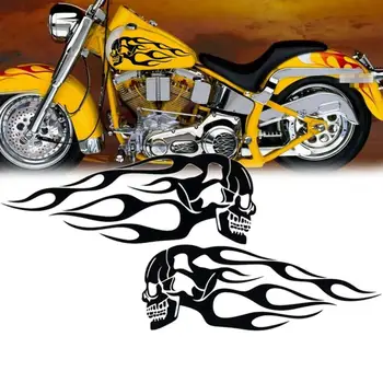 2шт универсальный мотоцикл бензобак череп пламя наклейки наклейки декор