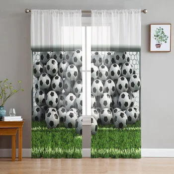 Трава для футбольных ворот Шифоновые прозрачные шторы для гостиной Украшение дома Окно из вуали Тюлевые шторы