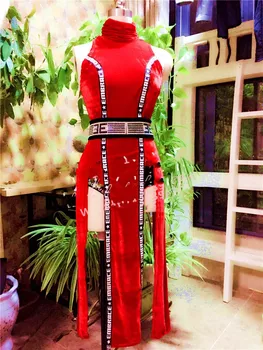 Новая индивидуальность big red певица в костюме DS для ночного клуба с надписью golden velvet sexy skirt