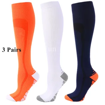 3 пары компрессионных носков для мужчин и женщин, спортивные носки для бега, повышающие выносливость, кровообращение и восстанавливающие носки