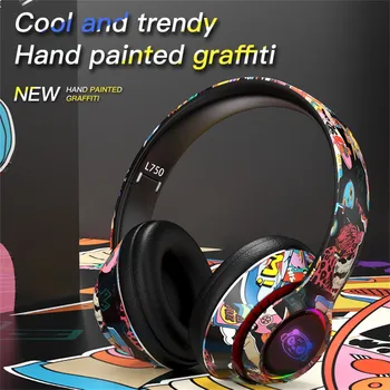 Беспроводная Bluetooth Игровая гарнитура Cool Graffiti со светодиодной подсветкой для подростков, наушники для взрослых, наушники для телефона Ps4, ПК, ноутбука