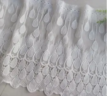 Ширина 2 ярда/лот 30 см, Белая высококачественная Африканская кружевная ткань с вышивкой, Гипюровая кружевная ткань 2016