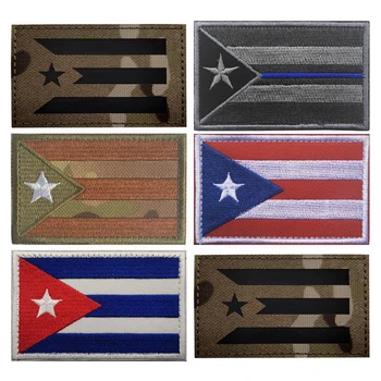Нашивка с флагом Южной Америки, Идентификационный значок Пуэрто ИК, Кубинская светоотражающая повязка, вышивка крючком, значок морального духа для рюкзака