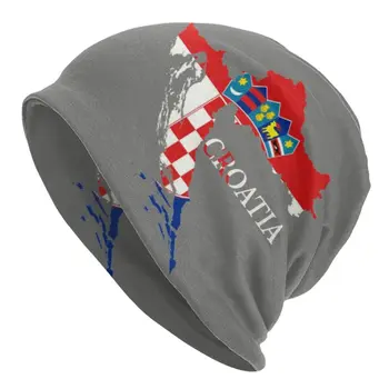 Карта флага Хорватии, шляпы-капоты, Модная вязаная шапка для женщин, мужчин, осень-зима, теплые тюбетейки, шапочки-ушанки