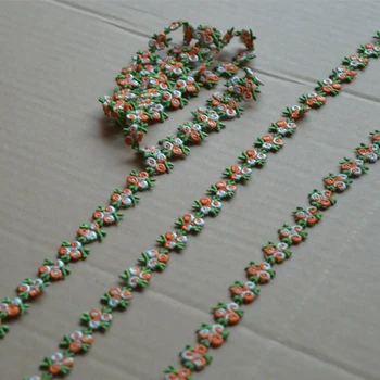 15 ярдов оранжево-зеленого плетеного венецианского кружева шириной 1,5 см, гипюровые кружева, лента, швейная отделка для одежды, нижнего белья, бюстгальтера